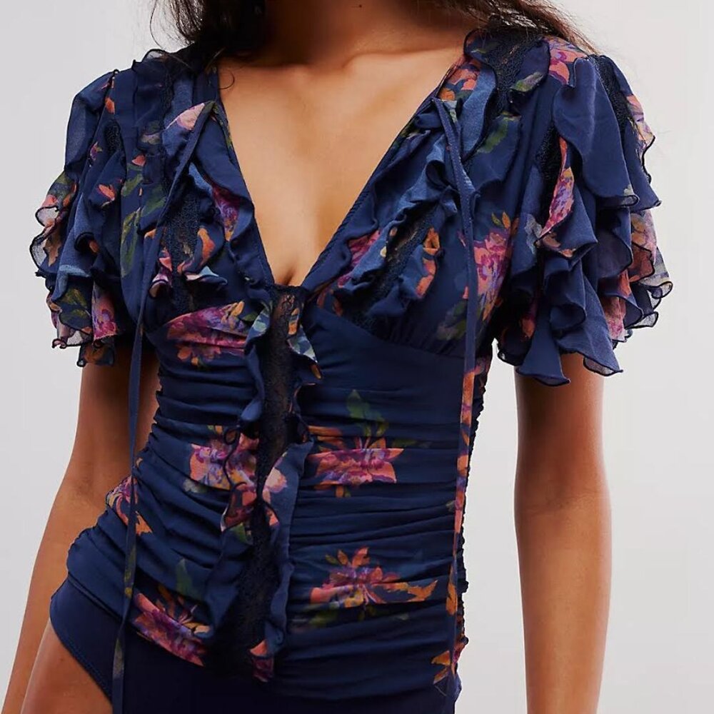 FREE PEOPLE body stop and stare bodysuit Sz M  NEW